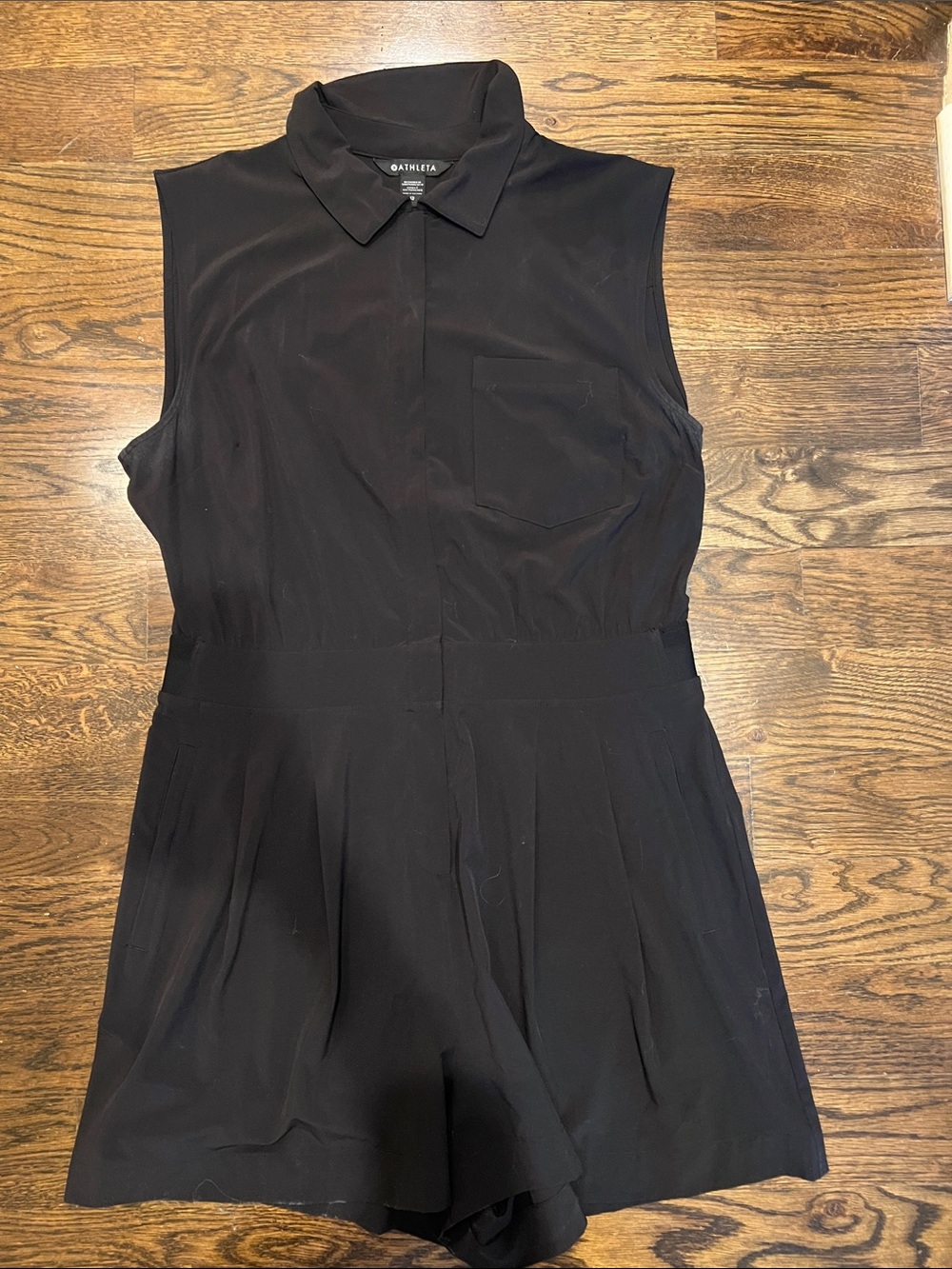 Athleta Black Sleeveless Collared Romper